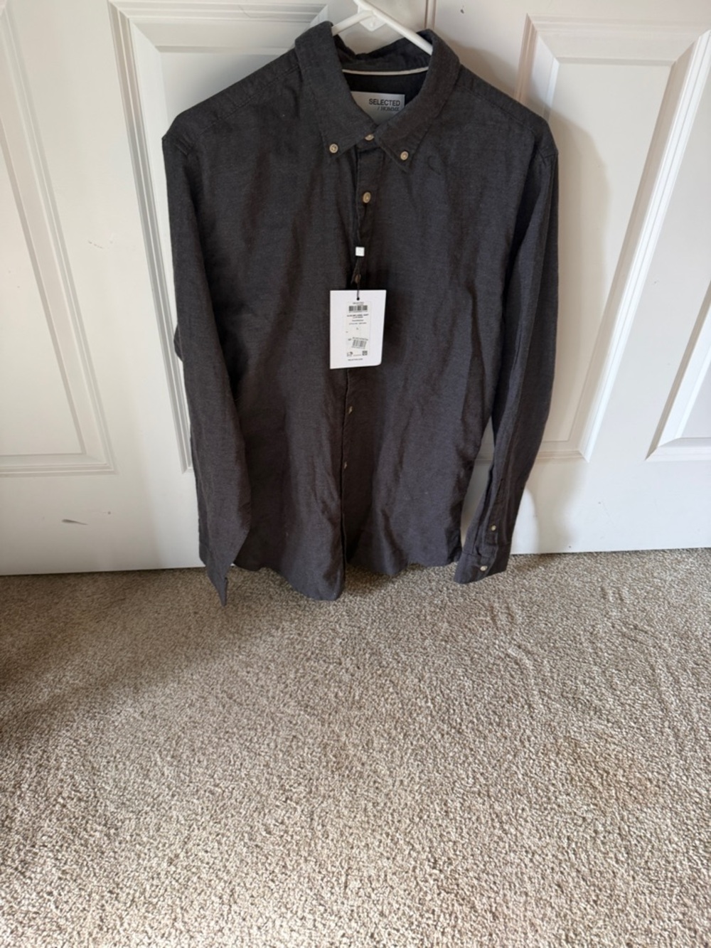 Selected Homme Men's Charcoal Button-Down Shirt